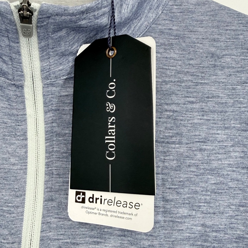 Collars & Co Mens Drirelease Quarter Zip Pullover Blue Heathered Large NWT - Picture 5 of 11